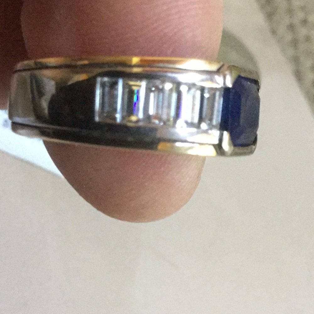 Hans D KRIEGER sapphire diamond vintage collector ring estate jewelry 18K gold - Picture 15 of 16